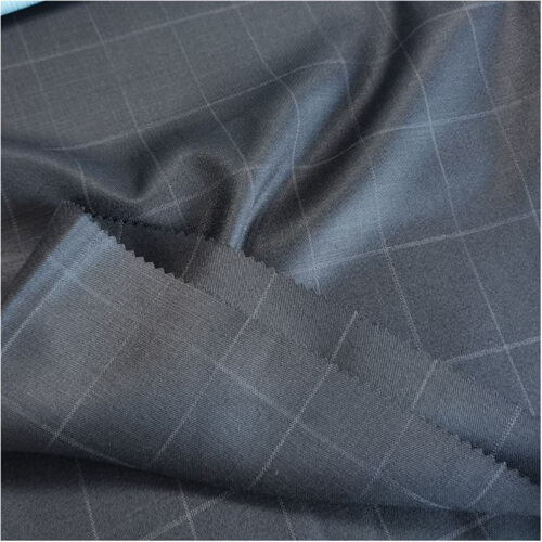 plaid check worsted wool polyester blend suit fabric